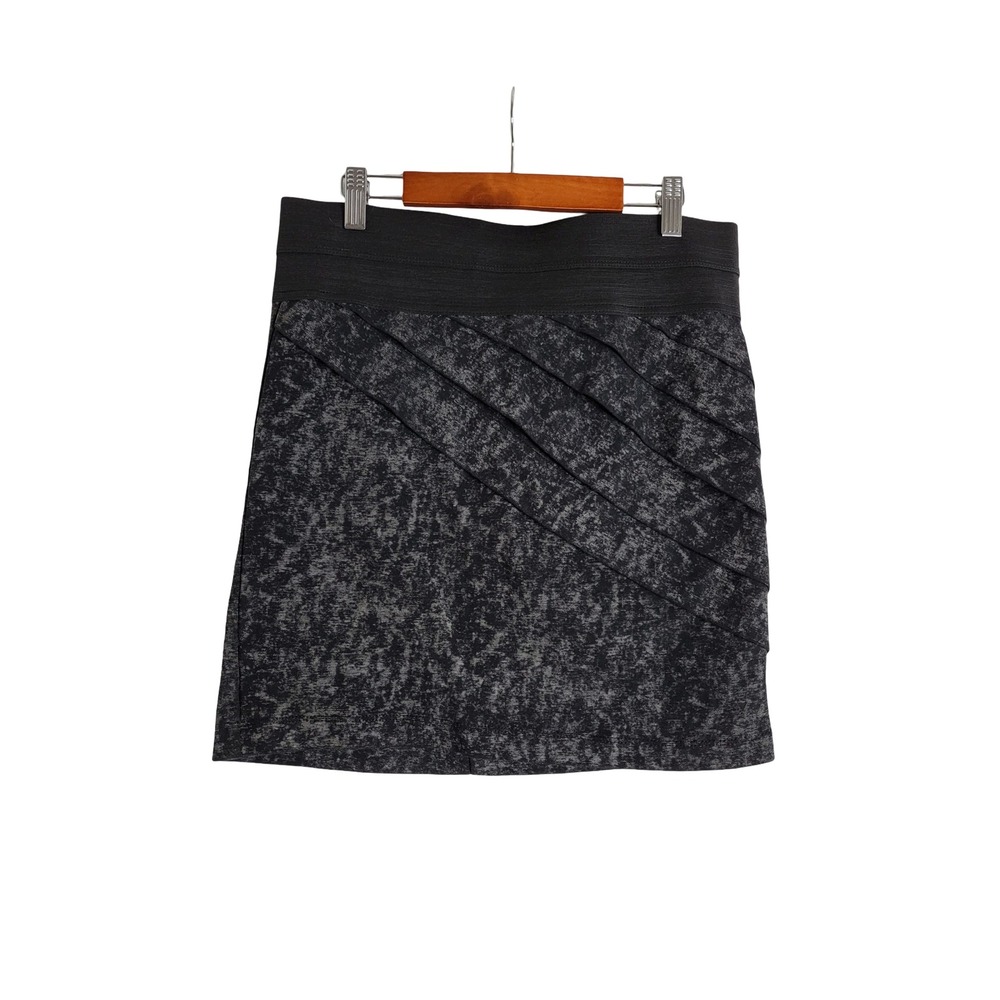 Wet Seal Grey Black Marl Pleated Tiered Mini Skirt XL Elastic Waist Whimsigoth